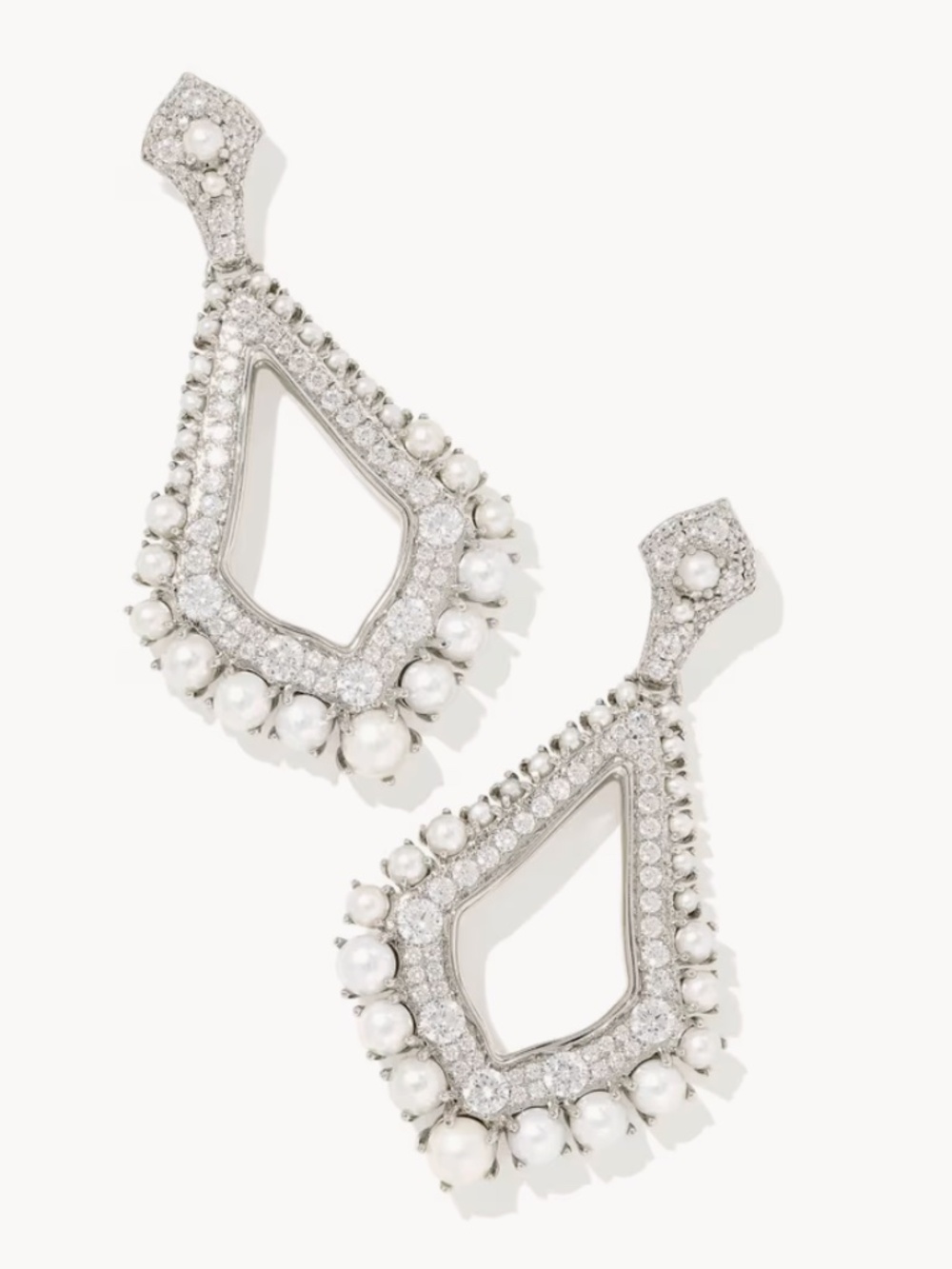 Kendra Scott Krista Statement Earrings White Mix Rhodium